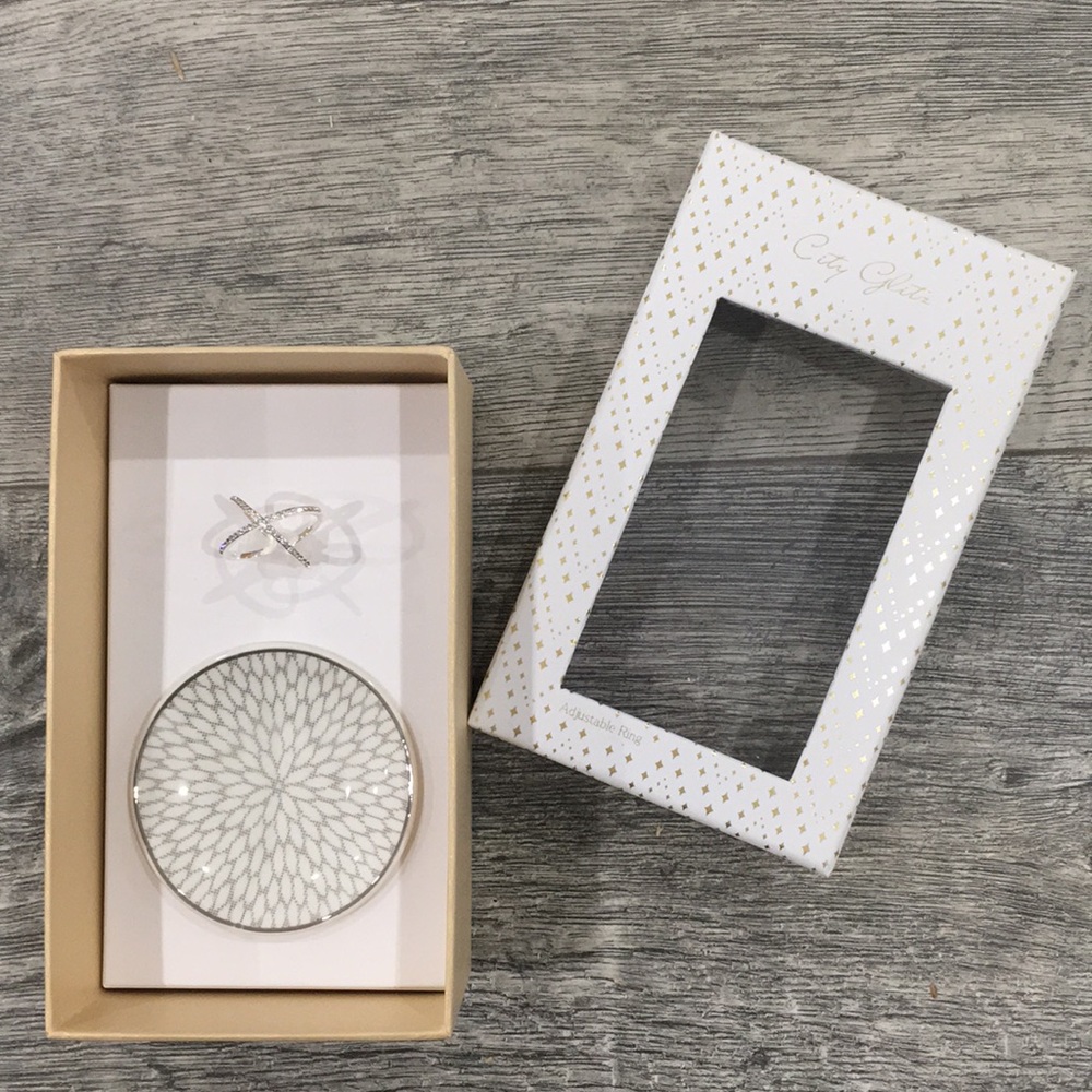 Adjustable Ring and Jewelry Dish Gift Set